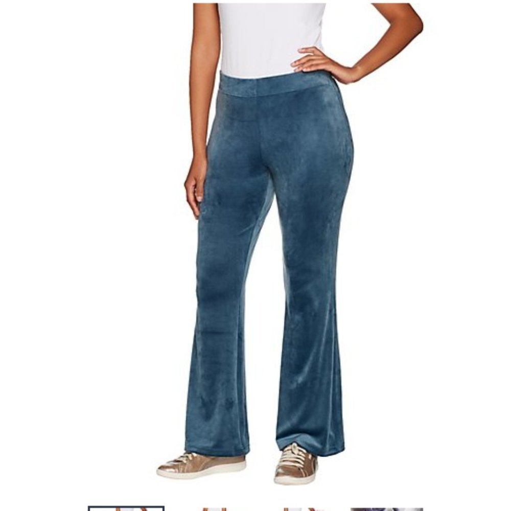 ANYBODY Velour Flare Pants Teal M